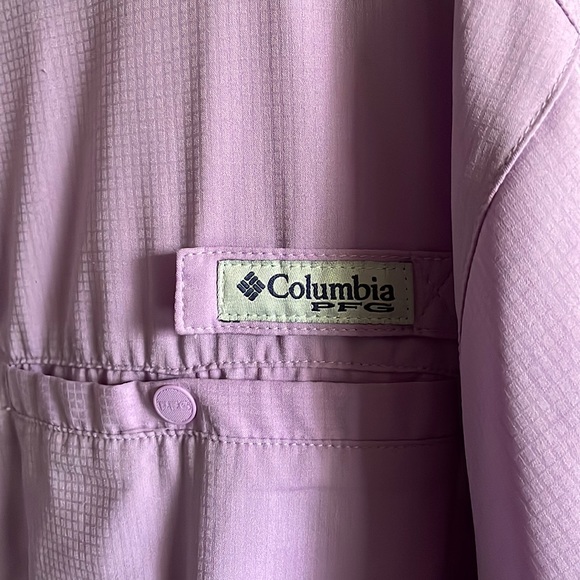 Columbia PFG Short-Sleeve Button Down Shirt In Lilac, Size L - Picture 2 of 7